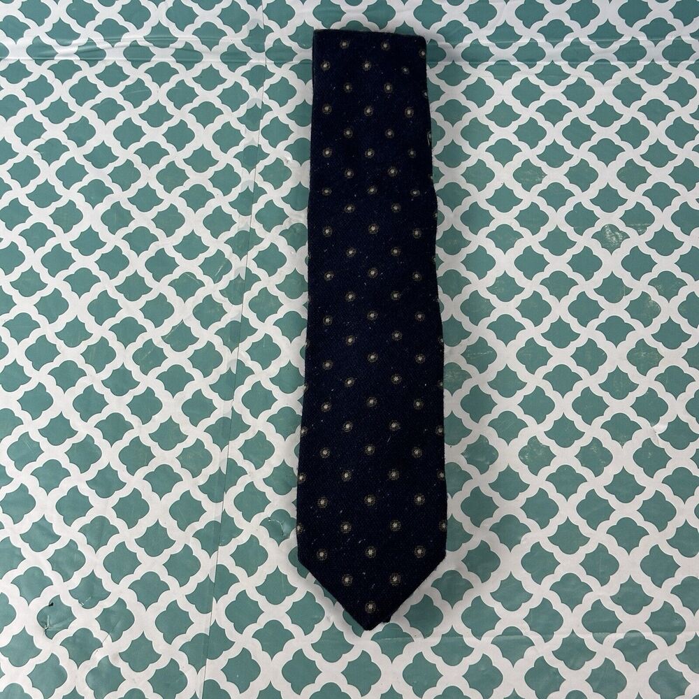 Massimo Bizzocchi Blue Geometric Silk Wool‎ Blend Tie Made In Italy 58.5x3.5